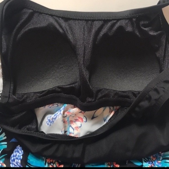 Maxine Of Hollywood Tankini top waist tie Floral print blouson size 8 - Picture 10 of 12